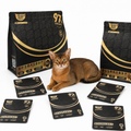 A close-up display of six Golden Bowl freeze-dried raw cat food bags, each holding 10g of complete and balanced whole-prey diet. The packaging is clean and bilingual, with the brand name clearly visible. Across every bag, the core promise is repeated: 100% animal-based ingredients, zero starch, zero grains, and no chemical attractants. This is the larger family-size format, ideal for multi-cat households or owners who prefer buying in bulk. The 120g bag complements the portable 10g single-serving pouch—same
